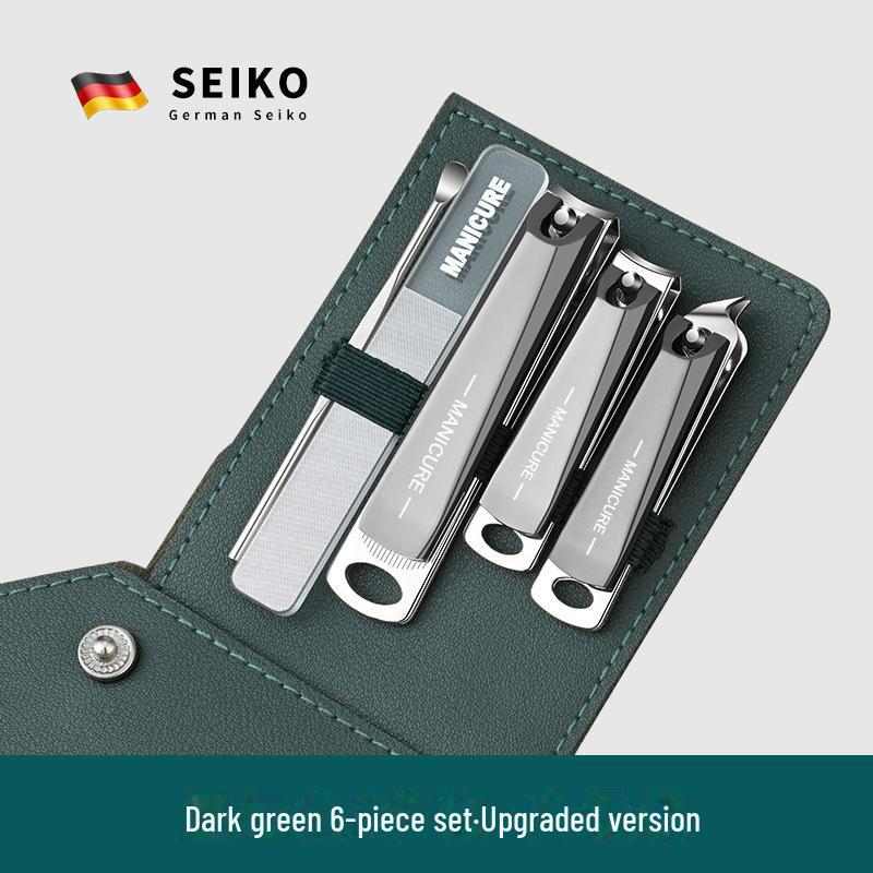 Portable Nail Clipper & Scissors Set with Rotating Leather Case - Large Anti-Splash Design