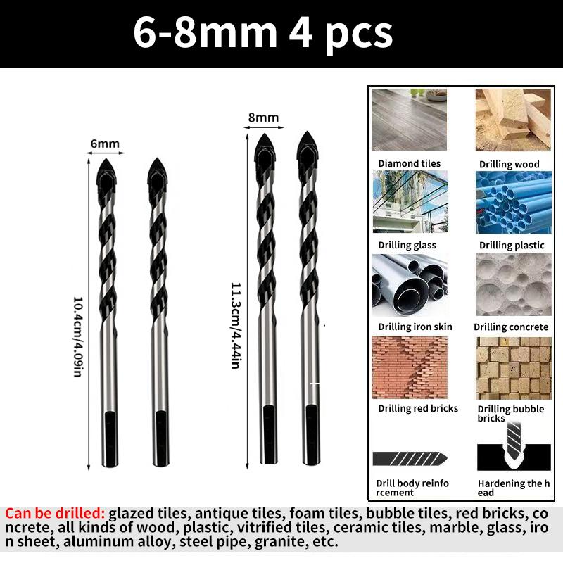 Multi-Functional Triangle Diamond Drill Bit Set – Carbide & Tungsten for Ceramic, Tile, Concrete, Brick, Wood, Glass & Metal