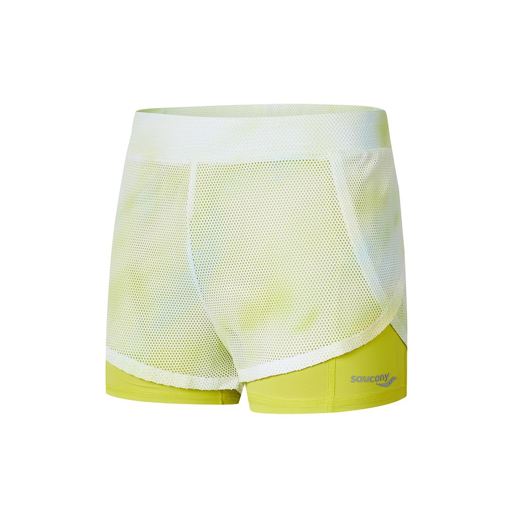 Saucony Low Rise Casual Knit Sports Shorts Women Shorts Yellow Green SC1249140A-PR61