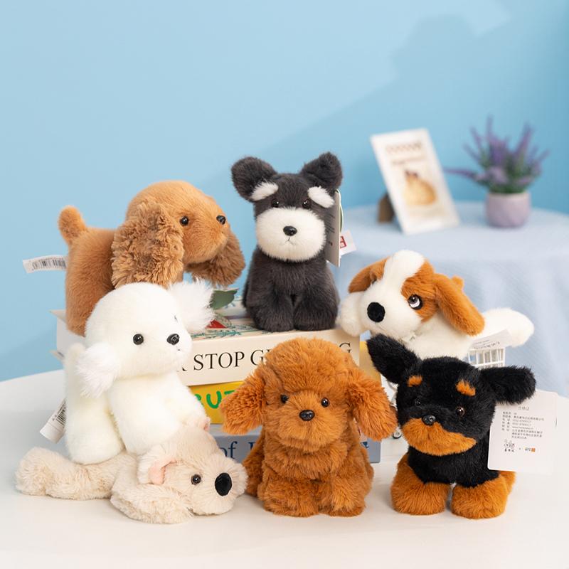 Cuddly Pose Puppy Series Plush Toys Mini Fluffy Schnauzer Poodle Bichon Rottweiler Golden Retriever Doll Lovely Desktop Pets