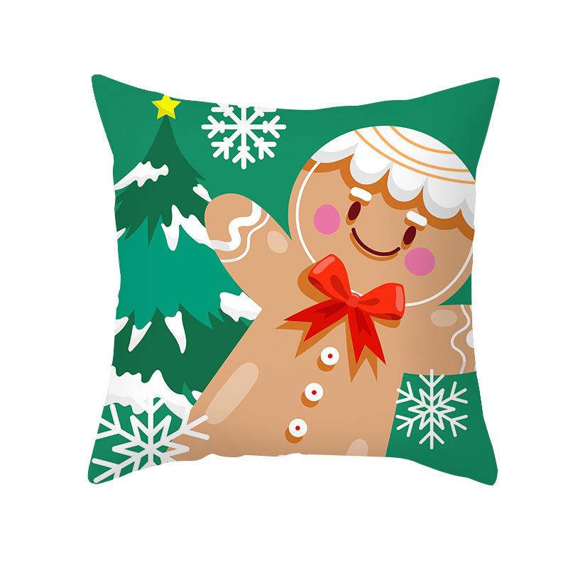 Red And Green Christmas Pattern Throw Pillow Cover With Short Plush Print For Living Room Sofa Decoration Cushion Cover