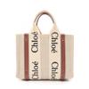 Used WOODY Small Handbag Canvas Leather Beige Brown Used Women