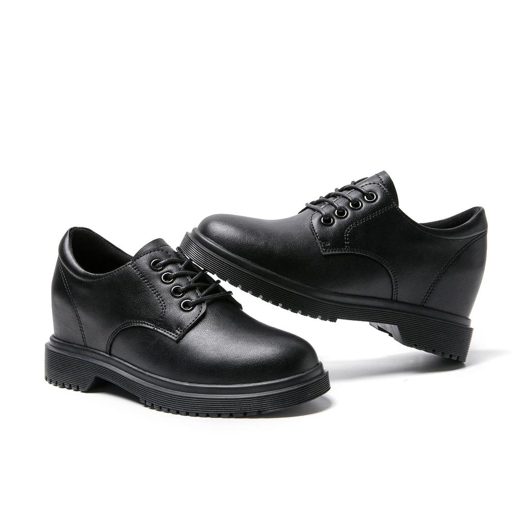 Dámské boty z pravé kůže 2025 Podzim Nové platformové klínky Dámské boty Britský styl Zvýšené šněrovací Ležérní dámské boty