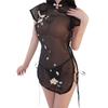 Beautiful yarn sex underwear sexy perspective temptation sex uniform side strap stand-up collar classical embroidery sex cheongsam