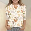 Kids Animal Print Crewneck 3/4 Sleeve Casual T-Shirt Soft Lightweight Fabric Comfortable Fit for Everyday Wear