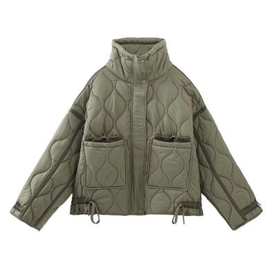 Y2K Herbst Winter Mantel Damen reine Farbe Baumwolle kurze lose Jacke weiblich