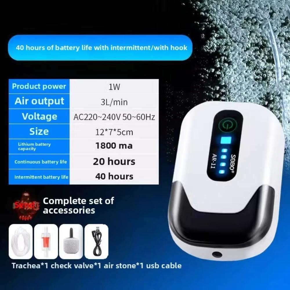 Water Proof Aquarium Oxygen Pump USB Rechargeable Portable Aerator Small Oxygen Machine  Home Use