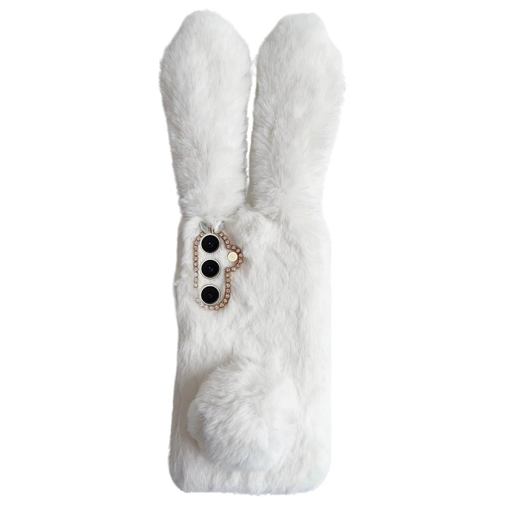 Für Samsung Galaxy S25 Hülle Plüsch Niedlicher Hase Winter Flauschig TPU Handyhülle