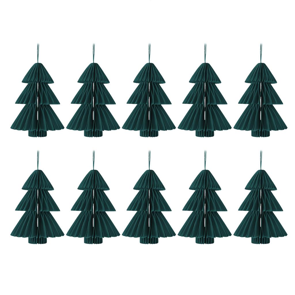 Pack of 10 Christmas Tree Hangings Colorful Honeycomb Pendant Ornament Paper Hanging Decoration Festival Party Supplies