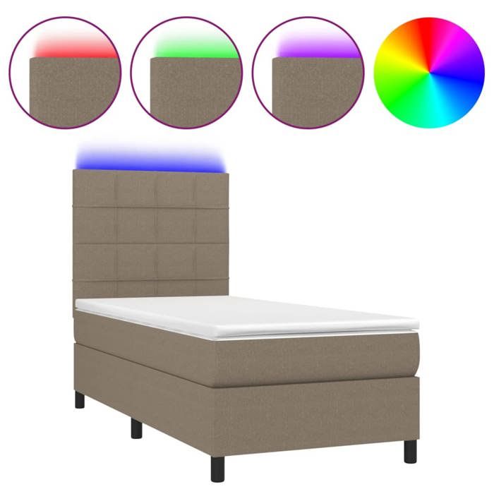 VidaXL Sommier à Lattes de Lit avec Matelas et LED, Lit Rembourré, Lit Simple, Lit Adulte de Chambre à Coucher Intérieur, 3134841