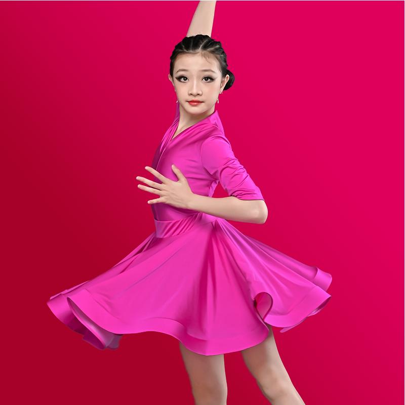 Girls Professional Latin Dancing Dress Kids Ballroom Salsa Dance Wear Clothing Children's Competitions Latin Stage Wear Clothes
