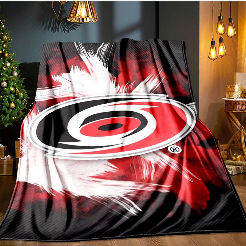 Carolina Hockey Logo Blanket Flannel Throw for Sofa, Indoor, Camping, Living Room, Office, Chair, And Bed Soft Birthday Gift