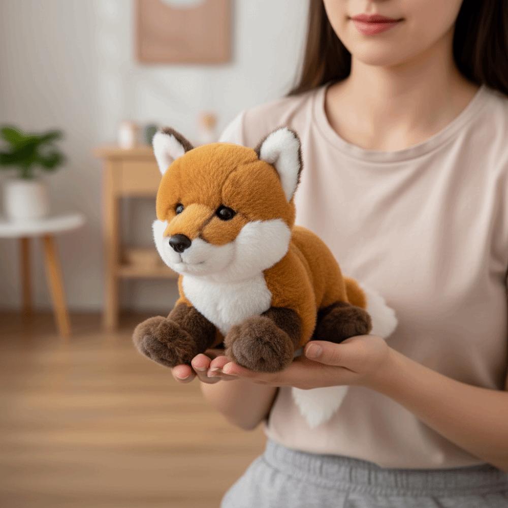Fluffy Texture Lying Plush Toy Realistic Design Red Plush Toy Cute Simulation Plushie Home Decor