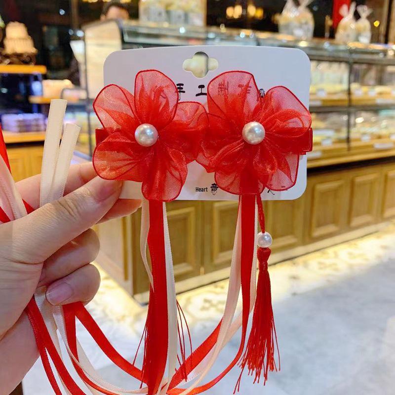 Оранжевые заколки с кисточками: Древнекитайские Аксессуары для Волос для Девочек