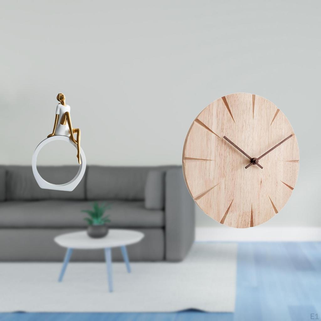 Abstract Women Figurine Sculpture And Solid Wood Wall Clock Creative Design for Bedroom Bookshelf