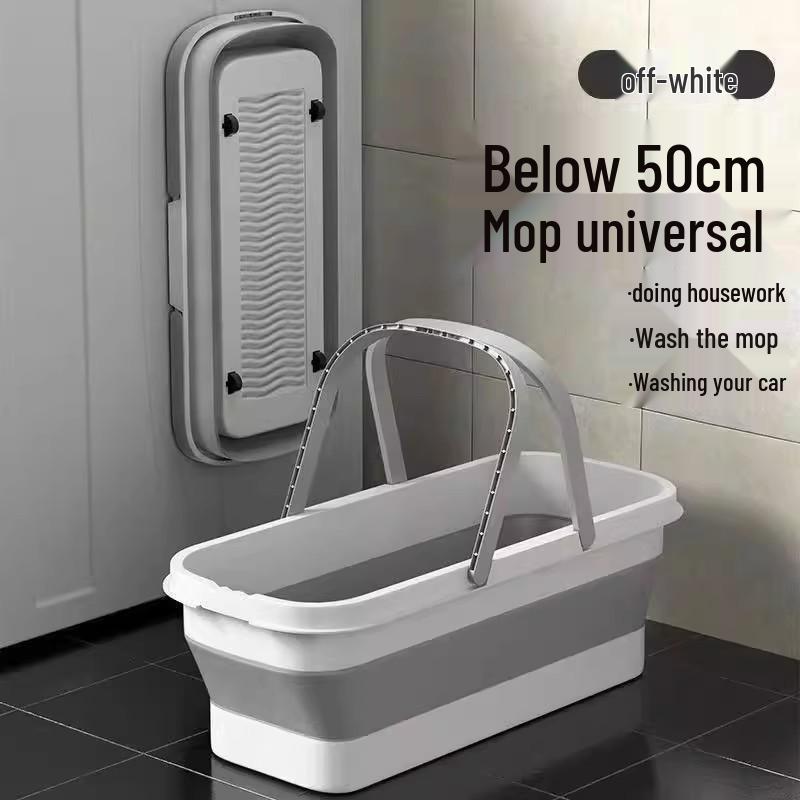 Square Dual-Use Mop with Dry/Wet Foldable Durable Bucket, Large Capacity.