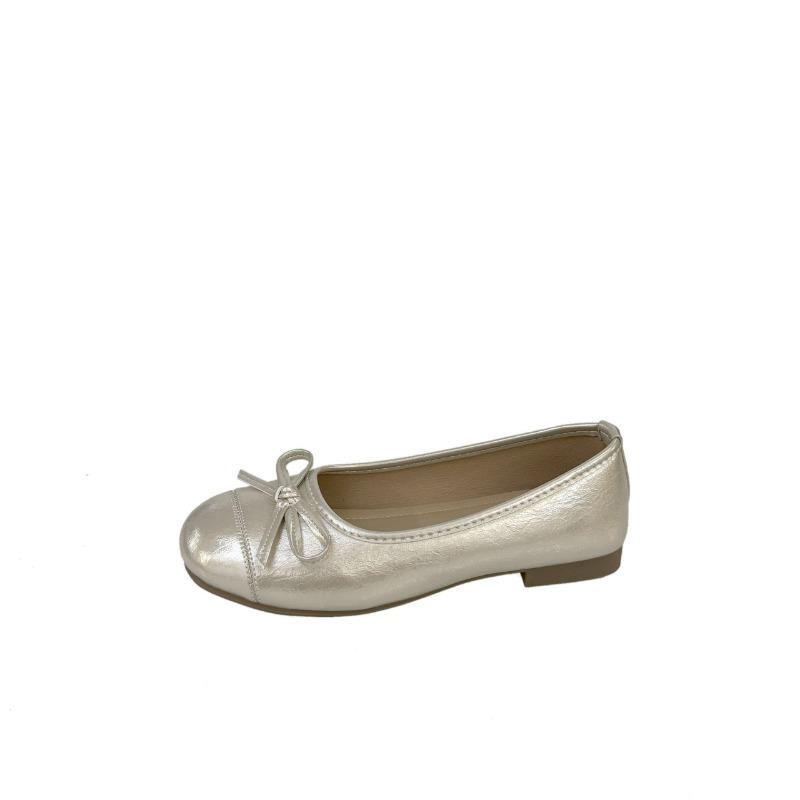 Neue sanfte Dameneinzel schuhe 2 neue elegante Schleife runde Spitze leichter Mund Rock