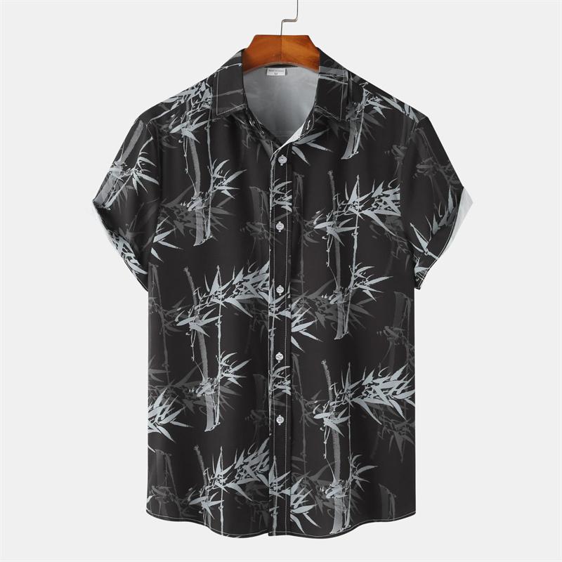 

Hawaiian Shirt Men Summer Short Sleeves Tops Beach Street Lapel Blouse Male Clothes 5XL