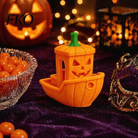 Spooky Ship Figurine 3D Printed Halloween Boat Figurine, Ghost Pumpkin Realistic Display Statue for Party Tabletop Home Decor Decorations