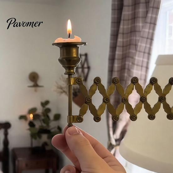 Minimalist Candle Wall Sconce Extending Taper Holder, Vintage Mounted Adjustable Metal Stand Candlestick for Home Living Room Bedroom Decor Corrosion