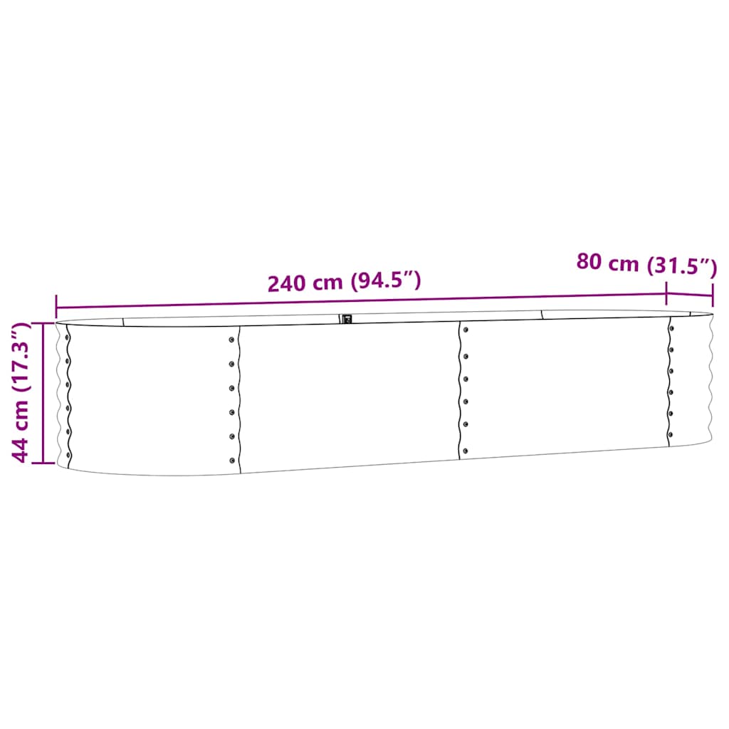 Elevated Planter Box Green 240 X 80 X 44 Cm Steel