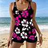 Women's Swimwear Tankini 2 Piece Swimsuit Tropical Flowers  Print Vacation Bathing Suits