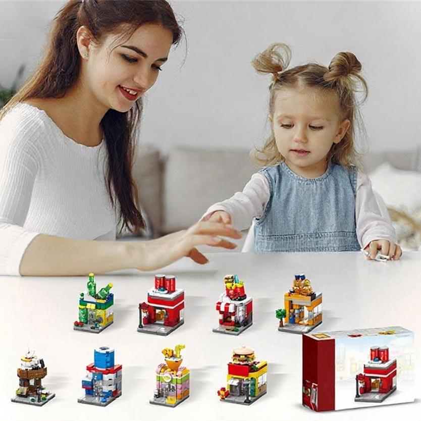 Children's Small  Street View Building , City Building Models Compatible With Puzzle Assembly, Boys' And Girls' Toys