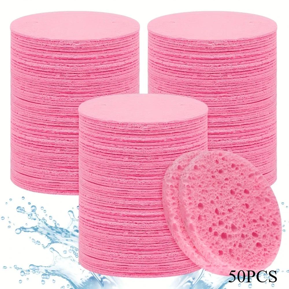 50/20PCSNatural Wood Pulp Sponge for Facial Washing, Foam Sponge for Facial Washing, Cosmetic Sponge for Facial Cleansing