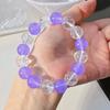 12Mm Large Grain Violet Quartz Rock Natural White Crystal Contrast Color Design Bracelet Bracelet