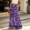 Women's High Waist Drawstring Wide Leg Pants with Pockets, Halloween Print Casual Trousers