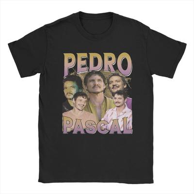Pedro Pascal Vintage 90s Style T-Shirt Men  Novelty Pure Cotton Tee Shirt Crewneck Short Sleeve T Shirt Graphic Tops