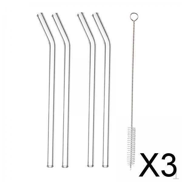

3x 4x Многоразовые Стеклянные Соломинки Прозрачные Питьевые Легко Чистить Замена для