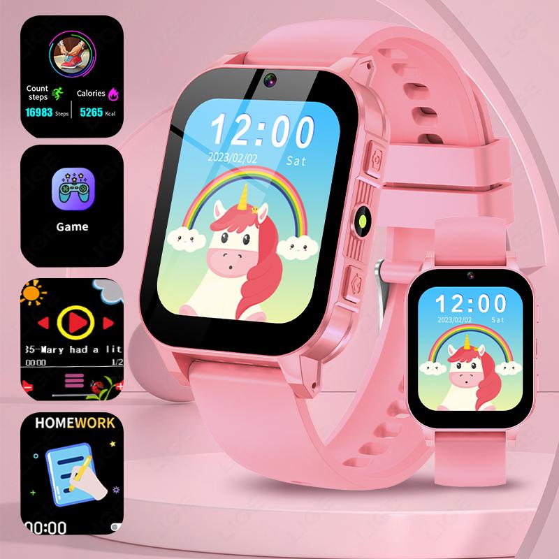 

New Kid Camera Smart Watch LED Video Recording Study Cards Story Book Games Calories Student Child Smartwatch Boy Girl Gift розовый