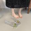 DIY Net Sandals Super Fire Korean Retro Hole Shoes Crystal Shallow Mouth Lazy Transparent Jelly Shoes Red Square Head Women's Shoes