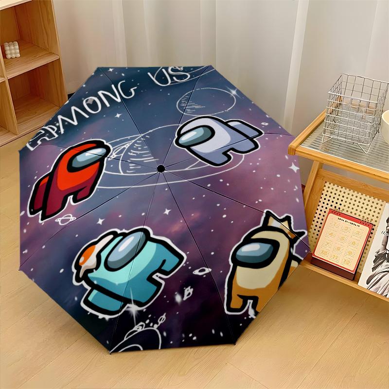 Among Us Print 8?Ribs Automatic Umbrella Wind Resistant Lightweight Folding Umbrella For Outdoor Travel