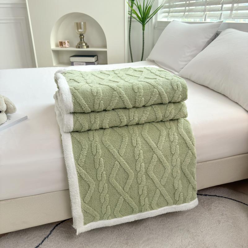 

Одеяло из кораллового флиса, Мягкое одеяло с геометрическим узором, Удобное одеяло для сна 70x100cm зелёный