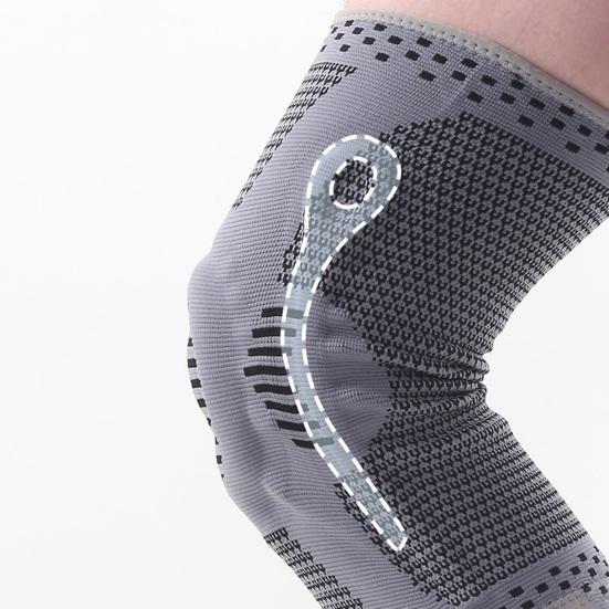Gestrickte Kniekompressionsbandage mit seitlichen Stabilisatoren Patella-Polster Damen Herren Meniskusriss Verletzung Regeneration Gelenkschmerzen Laufen Sport Kniebandage