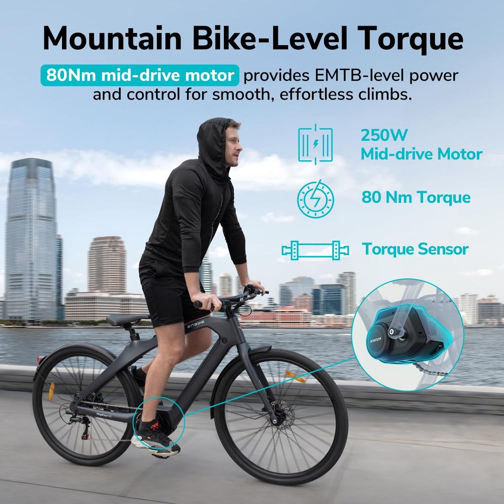 ENGWE Electric Bicycle - An electric bicycle equipped with a 36V 10Ah battery, offering a range of 100 kilometers.