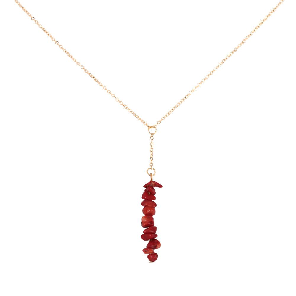 Creative Colorful Raw Crystal Pendant Necklace, Ins Trendy Clavicle Choker
