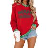 Women's Christmas Sweatshirt Casual Letter Polka Dot Color Block Pullover Top for Holiday
