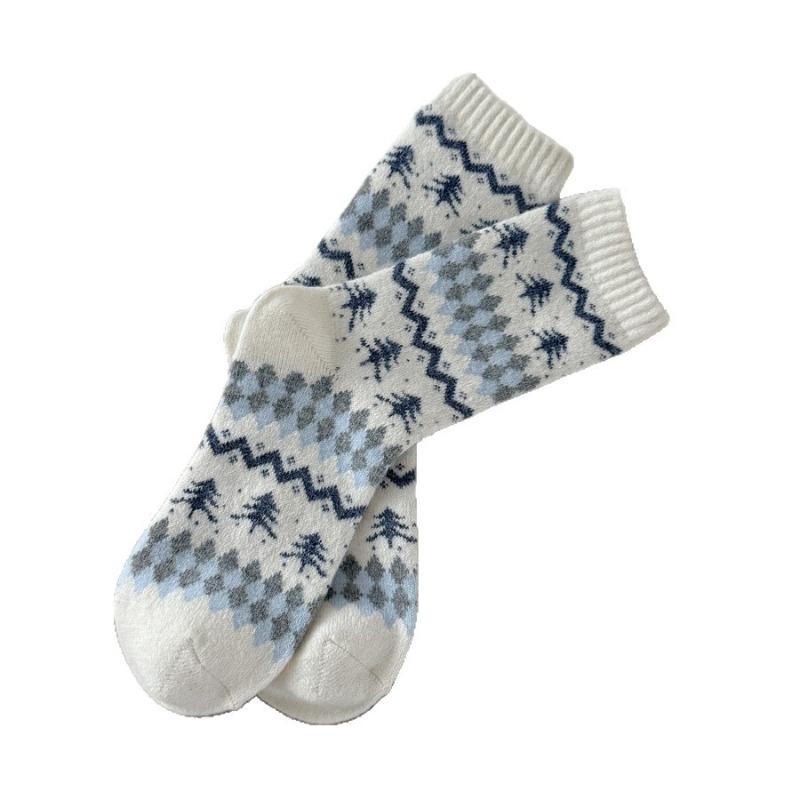Woolen Socks for Women in Autumn and Winter, Mid-calf Thickened with Fleece, Warm and Sweat-absorbent Long Stockings