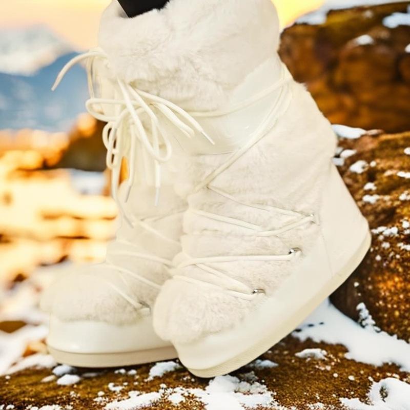 Módne snehule 2025 zima nové zamatové termálne rukávy bavlnené čižmy protišmykové a oteruvzdorné popruhy chlebíčkové čižmy