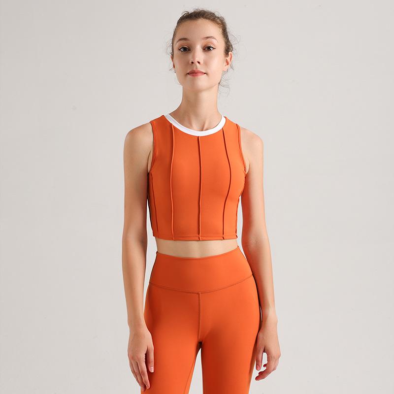 

Запуск: Легкий женский костюм для йоги - Майка с эффектом «ню» и обтягивающий комплект для бега и фитнеса Large