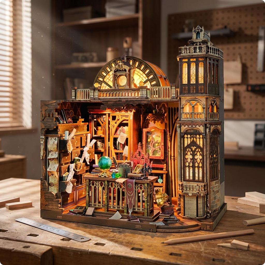Miniature Room Scene Layered Wood DIY Wooden Model Toy Illuminated 3D house