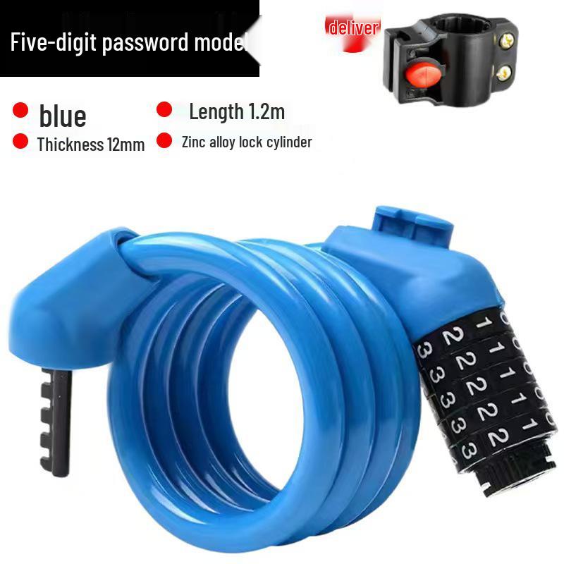 Five-Digit Anti-Theft Cable Lock for Mountain Bikes & E-Bikes
