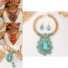 Spring 2025 Boho Jewelry Set With Electroplated Crystal Pendant And Artistic Earcuffs For Women
