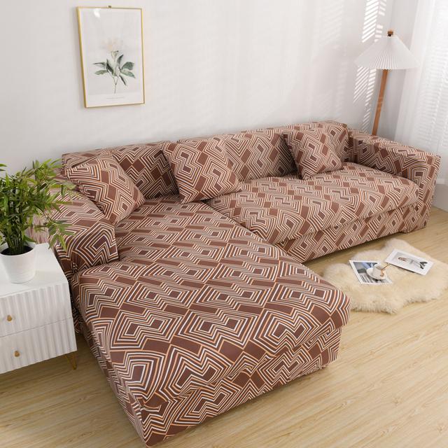 Style Printed L Shape Sofa Covers For Living Room Sofa Protector Anti -Dust Elastic Stretch Covers For Corner Sofa Cover