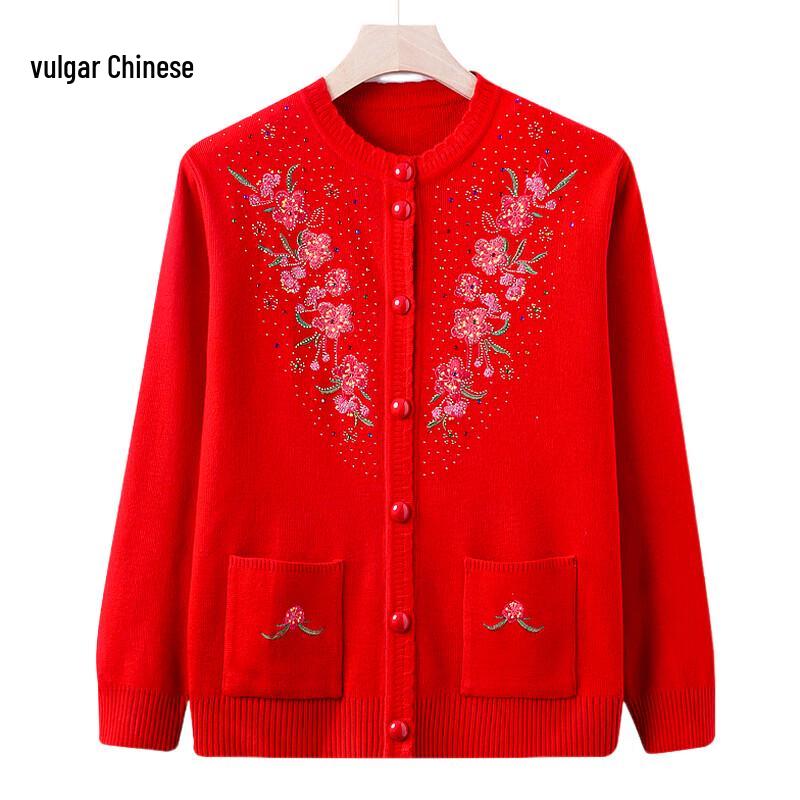 Women s Autumn/Winter Floral Knitted Cardigan 3XL