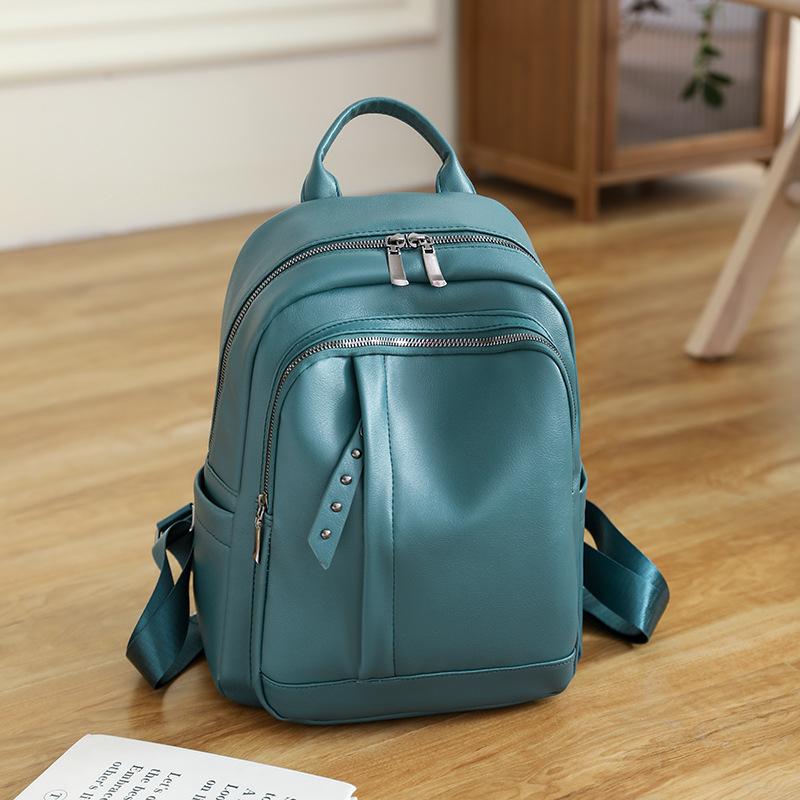 Leisure Backpack for Women, New Korean Version Versatile, Large Capacity Soft Leather Student Backpack, Simple Travel Backpack for Women