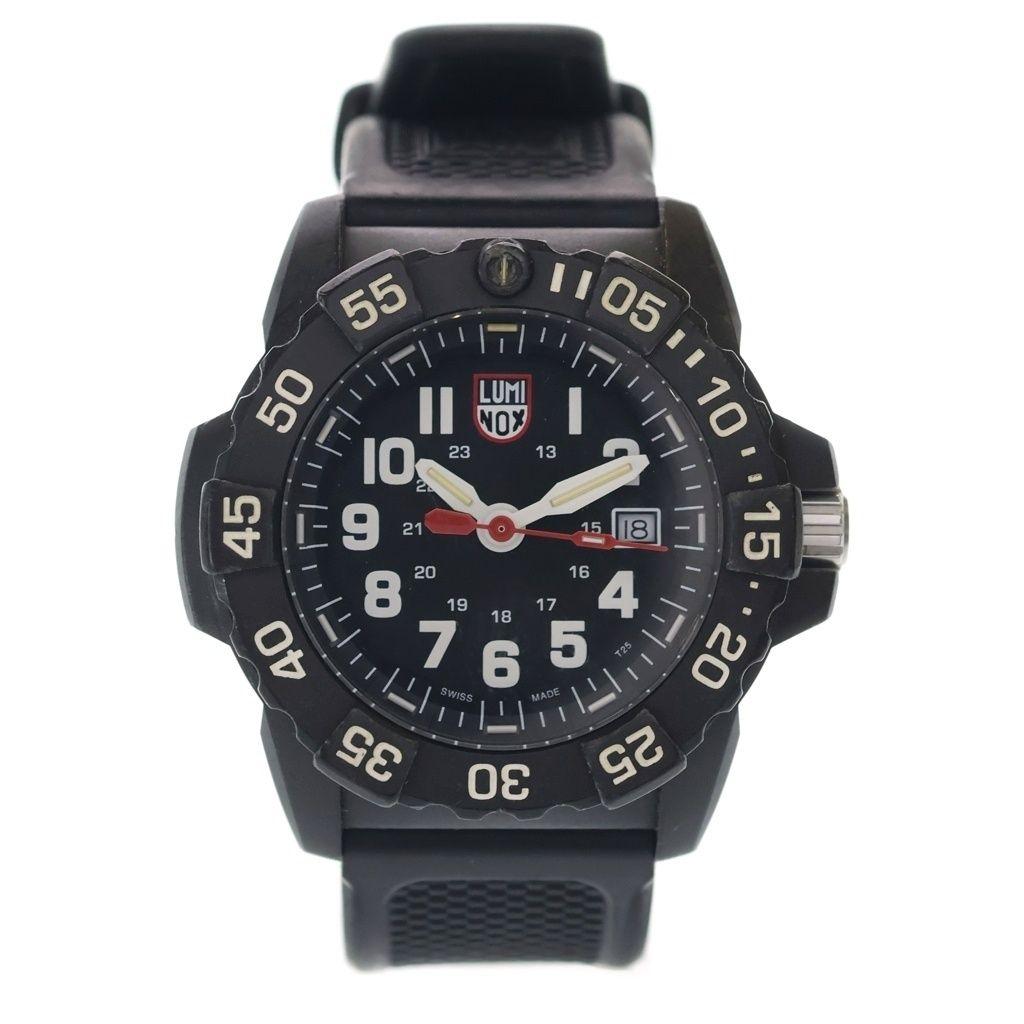 Used LUMINOX NAVY SEALS 3500 Watch Rubber Band Automatic Winding Black